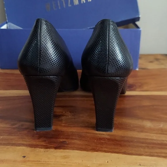 Vintage Stuart Weitzman Ossarah Chex Calf Heels 10.5 AA Womens Black - Picture 9 of 13